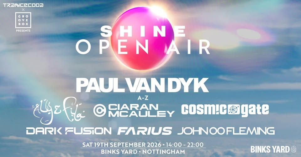 PAUL VAN DYK Open Air | Trancecoda X Groovebox X Shine at Binks event cover