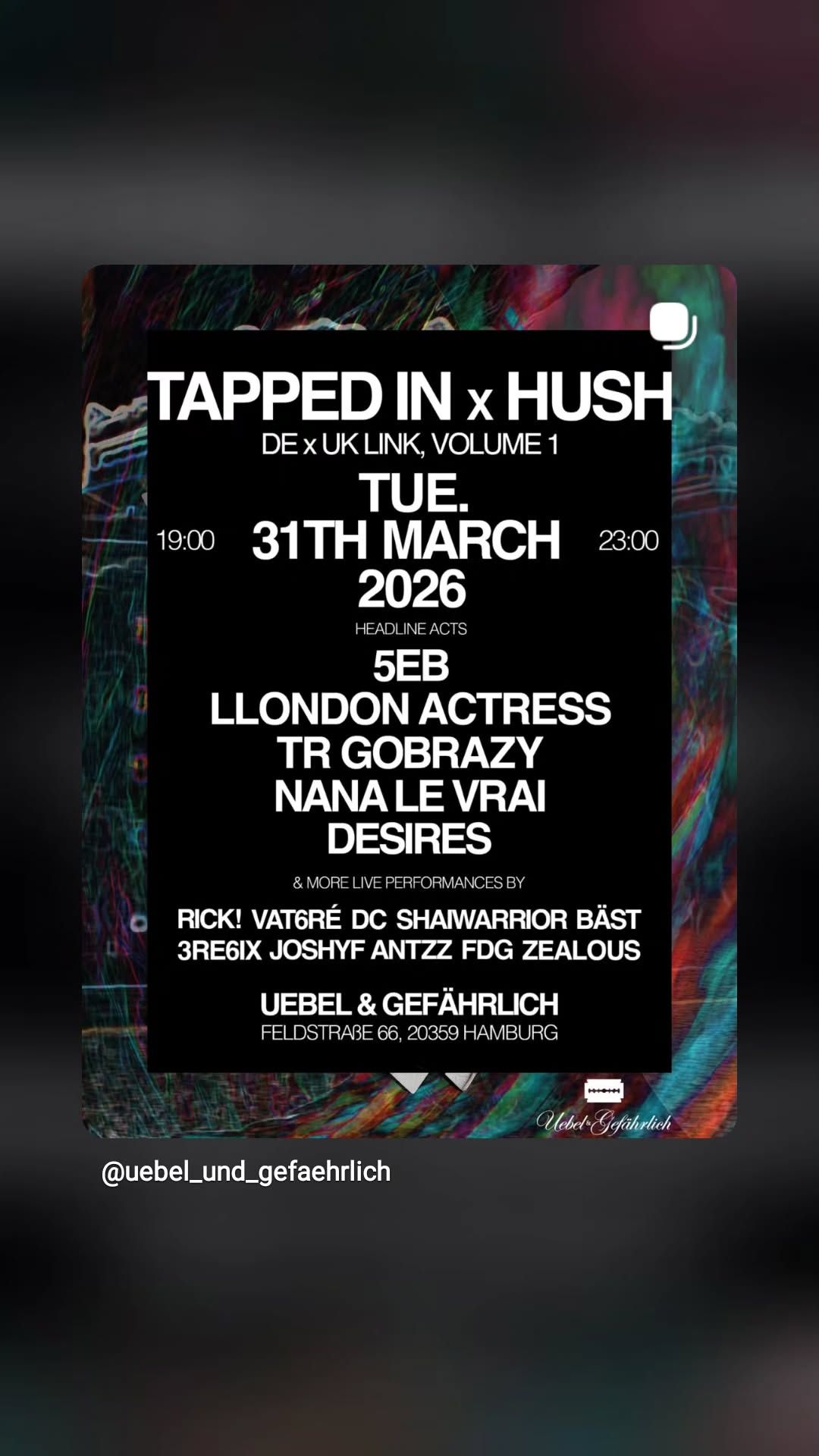 TAPPED IN x HUSH - DE x UK LINK, VOLUME 1 event cover